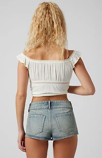 Pacsun Stretch Medium Indigo Micro Denim Shorts