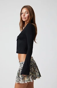 Third Charm Maya Long Sleeve Keyhole Top