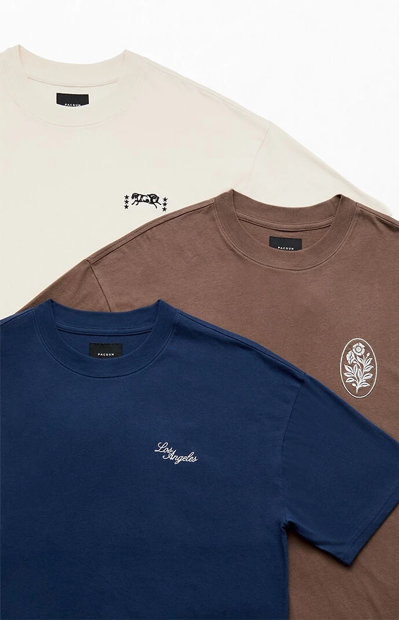Pacsun 3 Pack Solid Embroidered T-Shirts