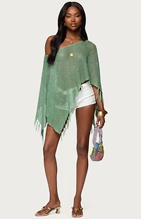 Edikted Sequin Fringe Knit Poncho