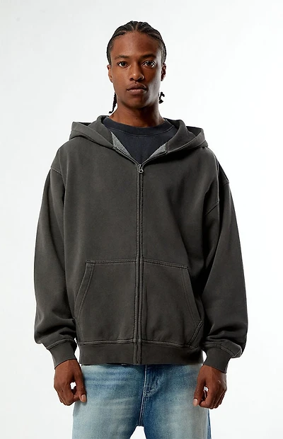 Pacsun Black Vintage Washed Full Zip Hoodie