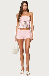 Edikted Tahna Flower Crochet Shorts