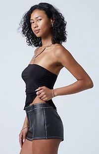 Third Charm Washed Faux Leather Shorts