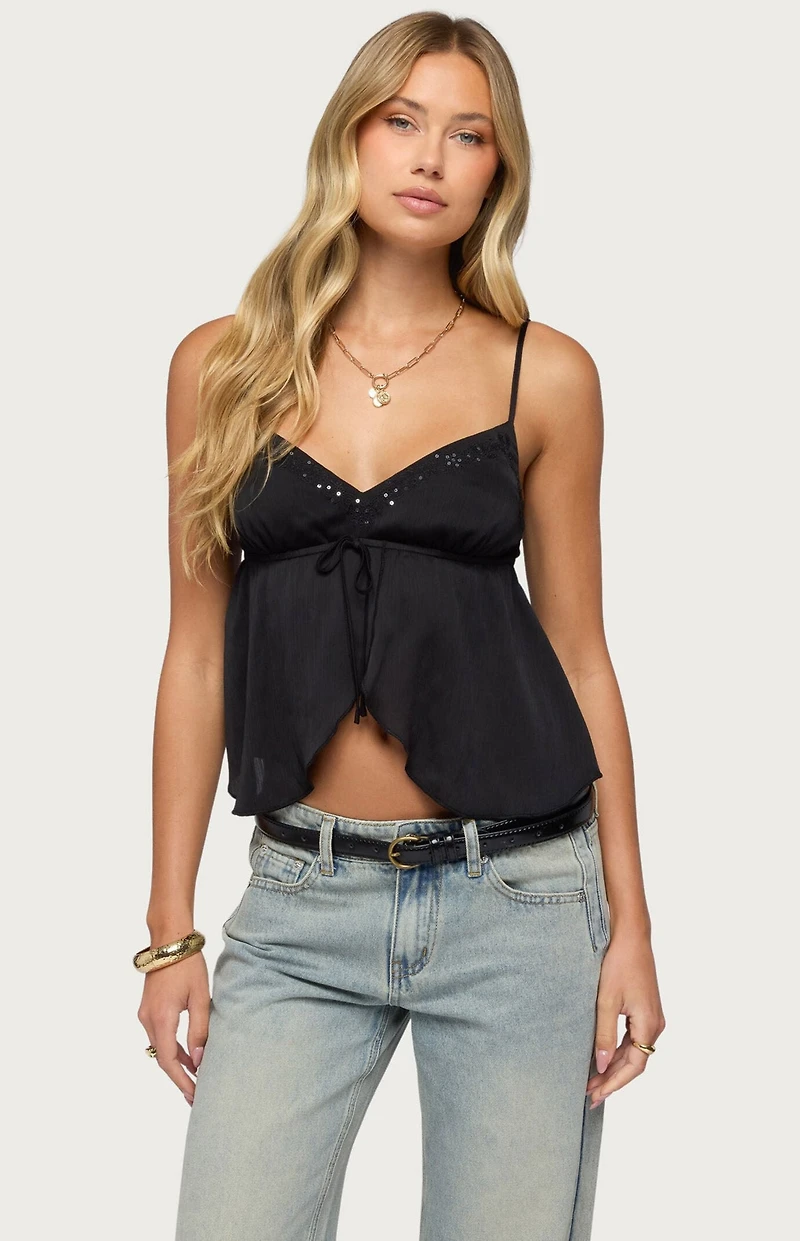 Edikted Liby Split Front Babydoll Top