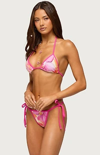 Edikted Hanai Floral Rhinestone Triangle Bikini Top