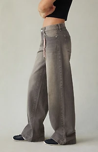 Pacsun Casey Low Rise Baggy Jeans Bungee Cord Keychain Gray