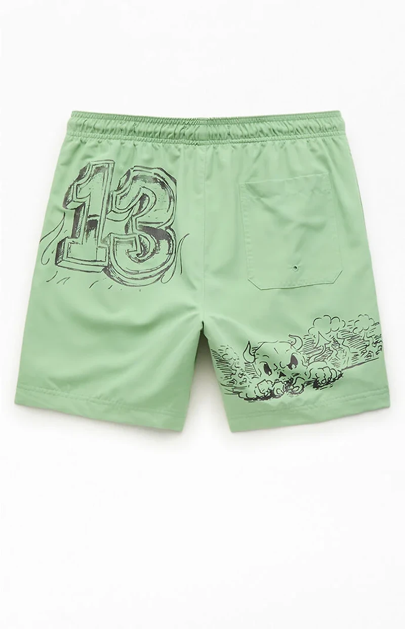 Pacsun Sketchbook Seersucker 6.5" Swim Trunks