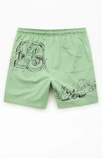 Pacsun Sketchbook Seersucker 6.5" Swim Trunks