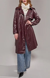 AZALEA WANG Vivenne Merlot Trench Coat