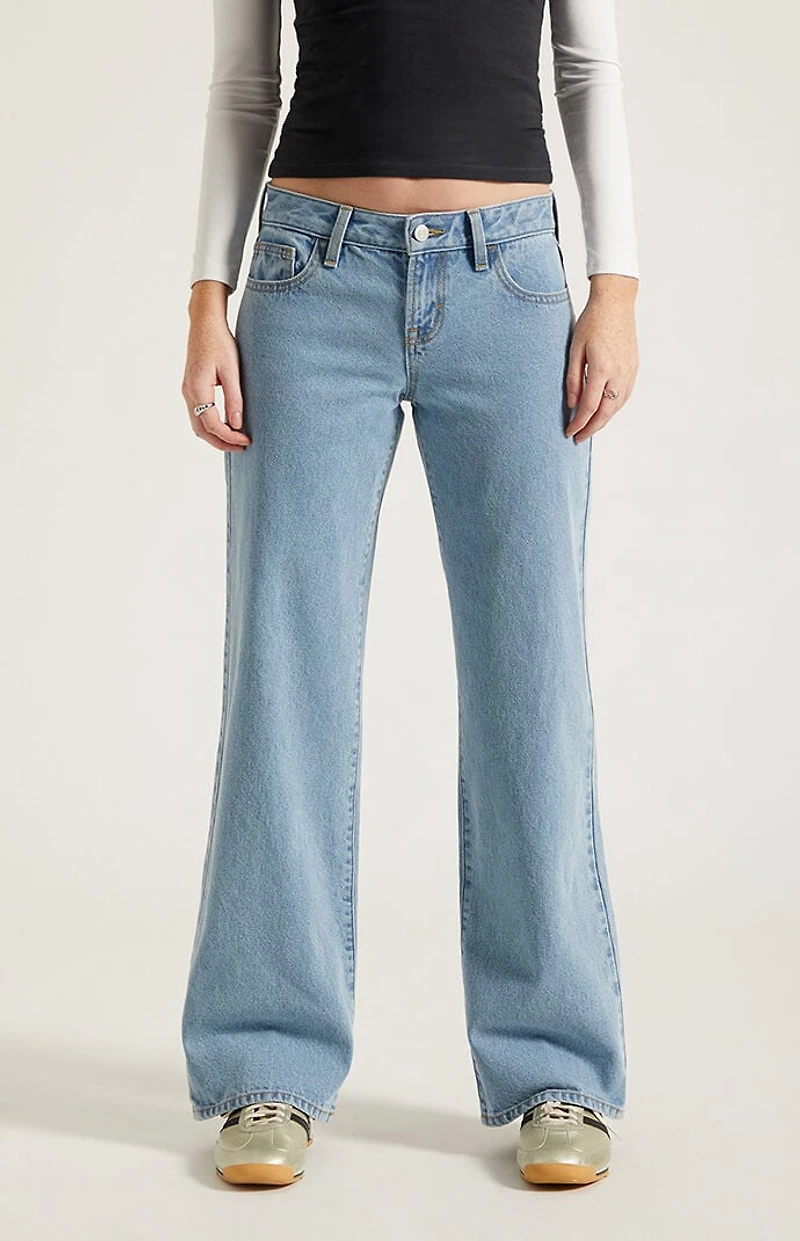 Pacsun Zoe Low Rise Girlfriend Jeans Light Blue Wash