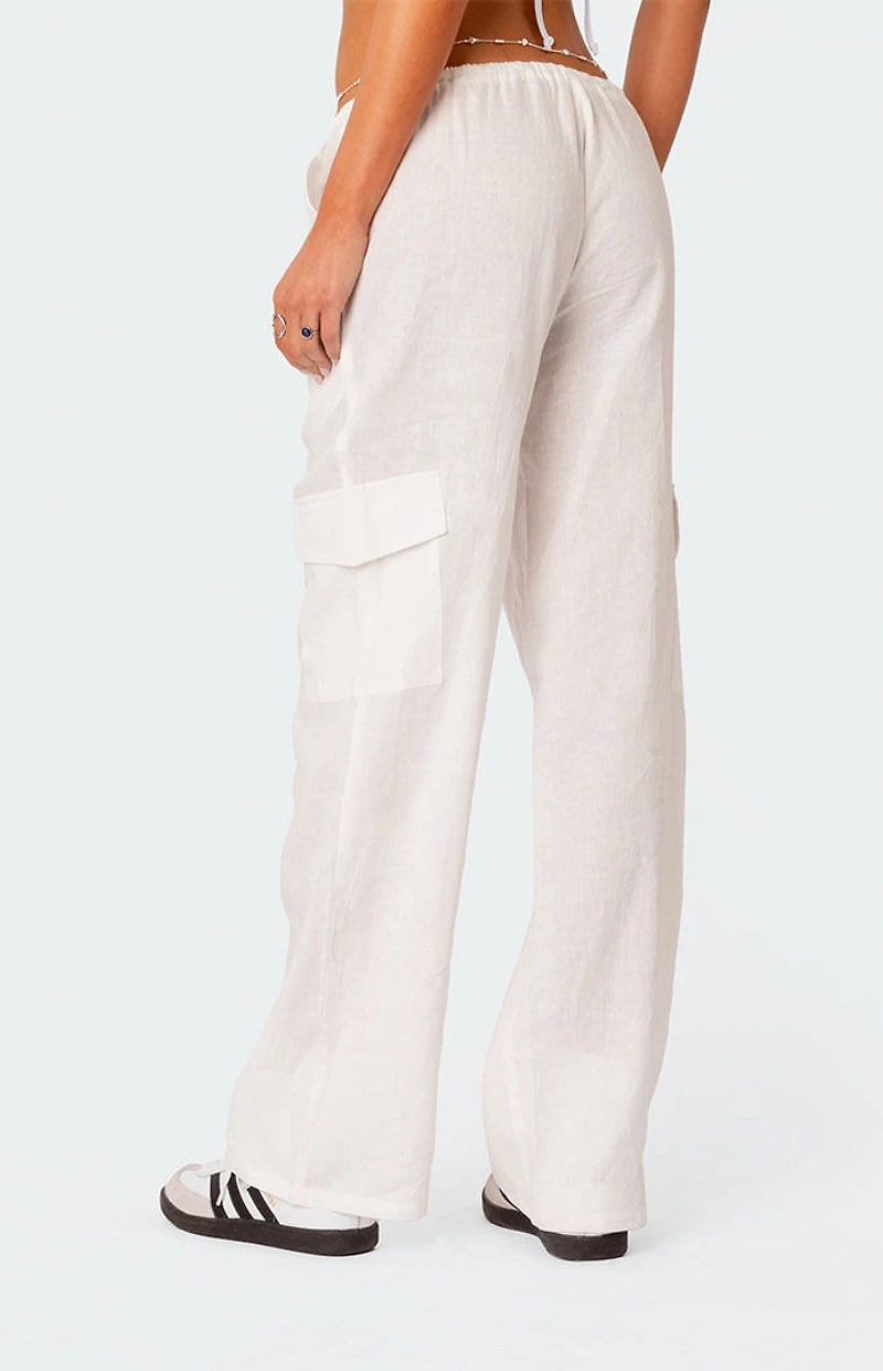 Edikted Lyric Linen Low Rise Cargo Pants