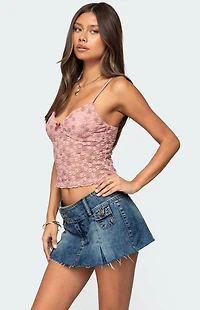 Edikted Floral Textured Lace Tank Top