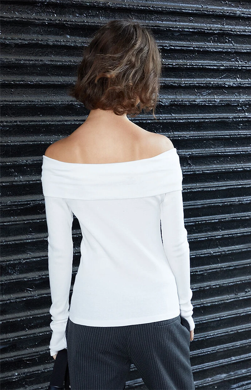 John Galt White Peggy Off-The-Shoulder Long Sleeve Top