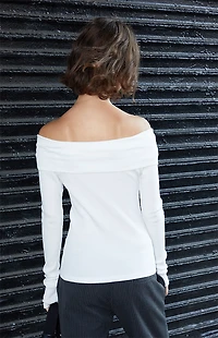 John Galt White Peggy Off-The-Shoulder Long Sleeve Top