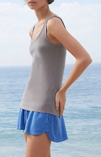 John Galt Light Gray Beyonca Long Tank Top