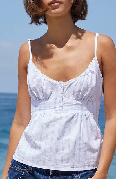 John Galt White Striped Tiffany Tank Top