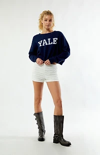HYPE & VICE Yale Bulldogs Ivy Knit Cropped Sweater