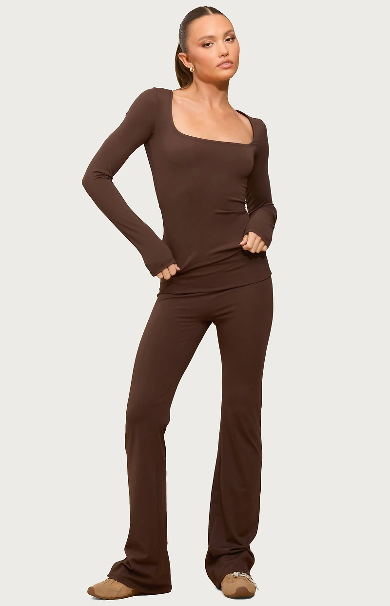 Edikted Oriane Foldover Flared Leggings