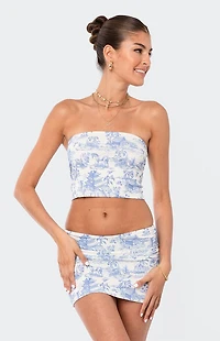 Edikted Delft Print Strapless Top
