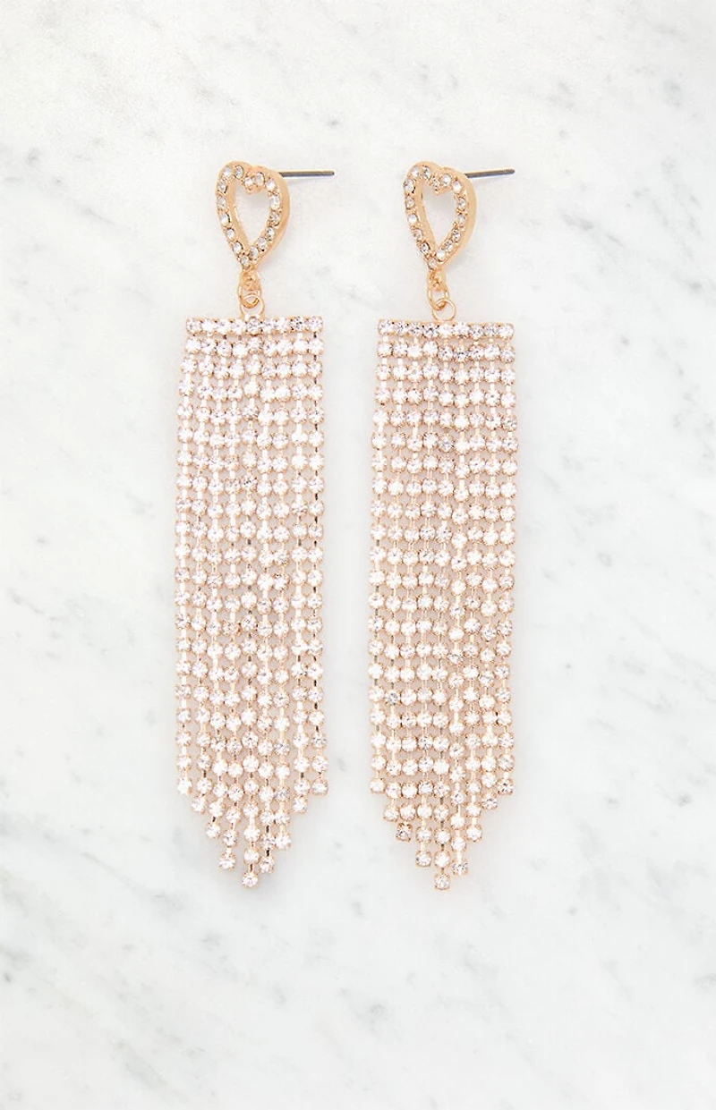 LA Hearts Rhinestone Heart Duster Earrings