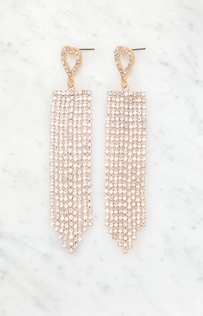 LA Hearts Rhinestone Heart Duster Earrings