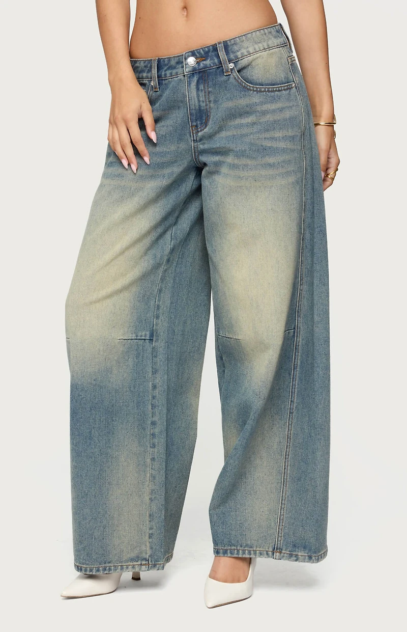 Edikted Washed Low Rise Baggy Jeans