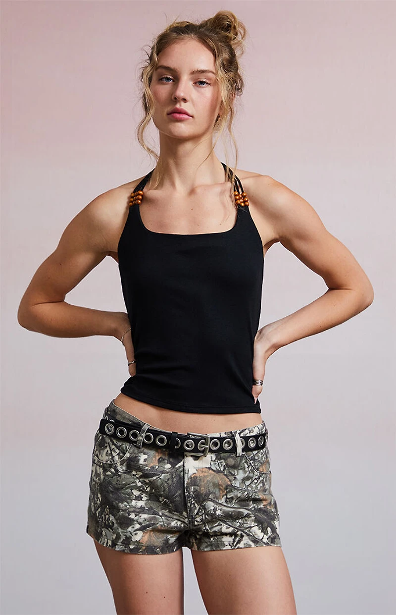 Third Charm Harlow Beaded Halter Tank Top