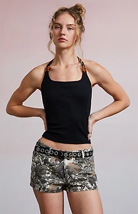 Third Charm Harlow Beaded Halter Tank Top