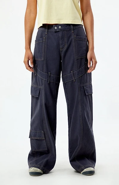 Pacsun Navy Low Rise Baggy Cargo Pants