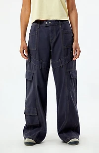 Pacsun Navy Low Rise Baggy Cargo Pants