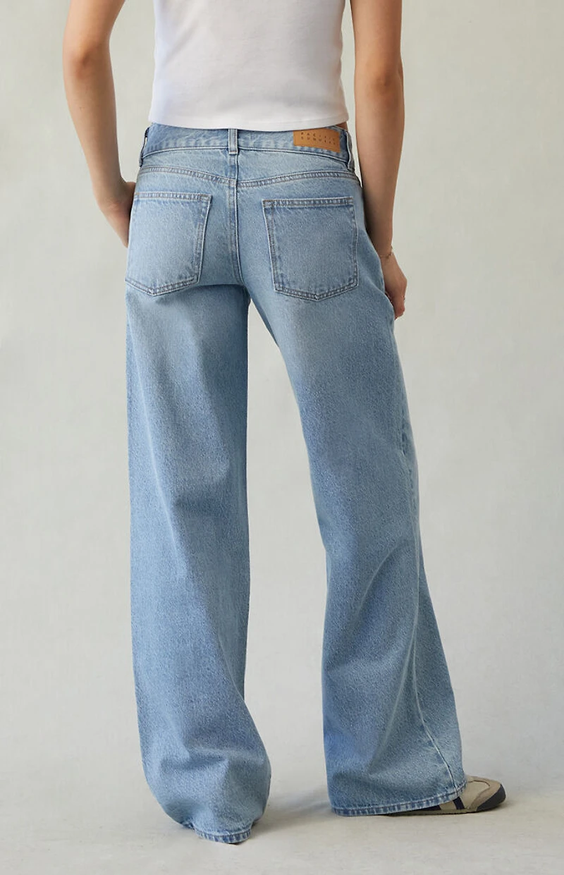 Pacsun Casey Low Rise Baggy Jeans Double Button Light Blue