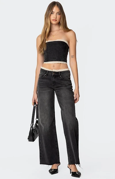 Edikted Karlie Lace Trim Jeans