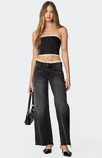 Edikted Karlie Lace Trim Jeans