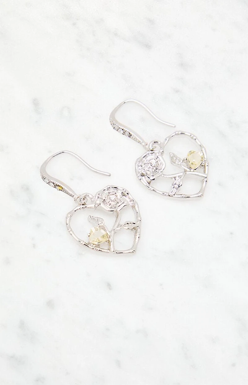 LA Hearts Heart Flower Drop Earrings