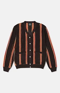 WeSC America Inc Borik Chocolate Stripe Open Knit Cardigan
