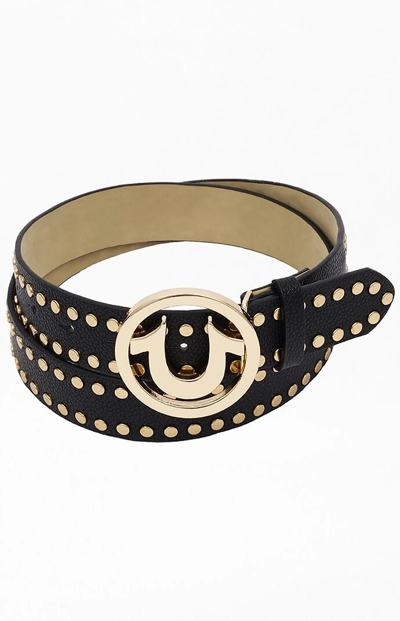 True Religion Studded Horseshoe Logo Belt
