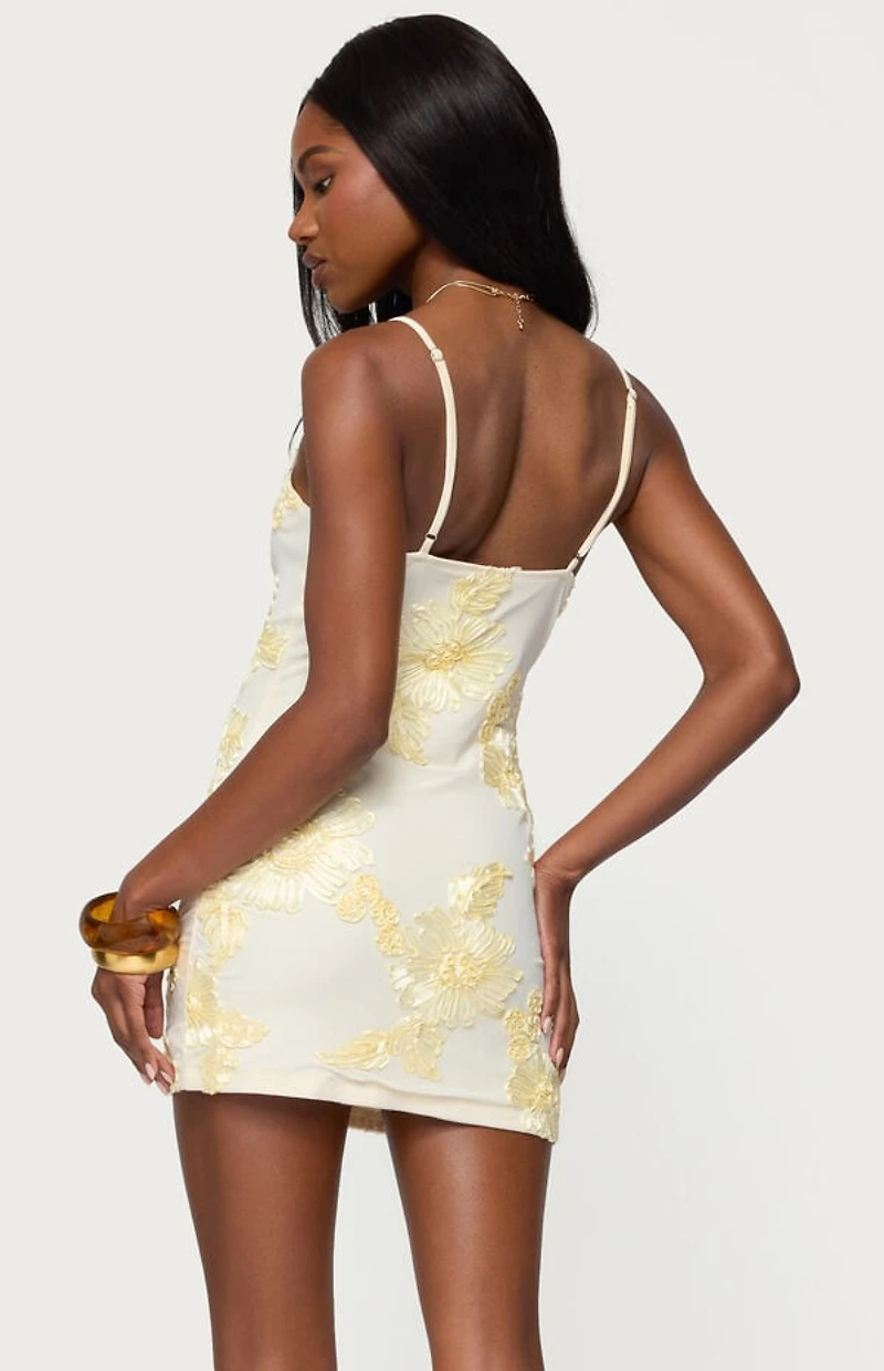 Edikted Caya Embroidered Floral Mini Dress
