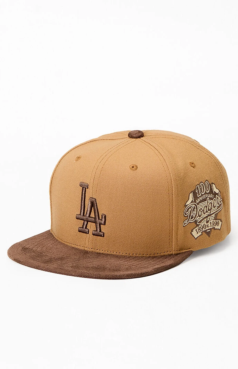 Mitchell & Ness Tan MLB LA Dodgers 100th Anniversary Strapback Hat