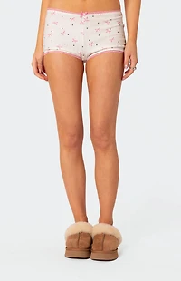 Edikted Shelly Pointelle Printed Micro Shorts