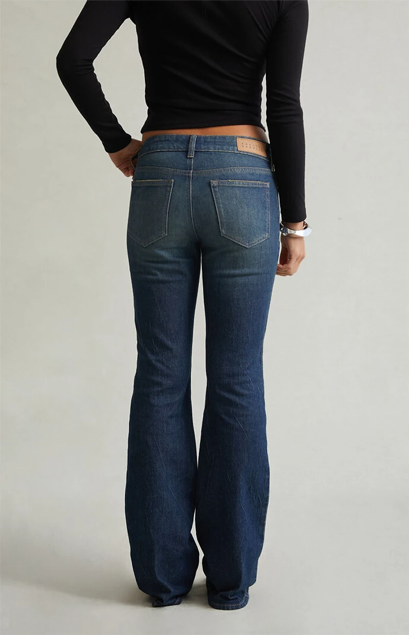 Pacsun Jade Low Rise Bootcut Jeans Stretch Tinted Dark Blue