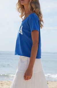 John Galt Electric Blue Robyn Italia Short Sleeve Off-The-Shoulder Top