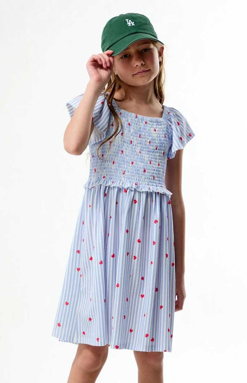 Pacsun Kids Striped Heart Short Sleeve Dress