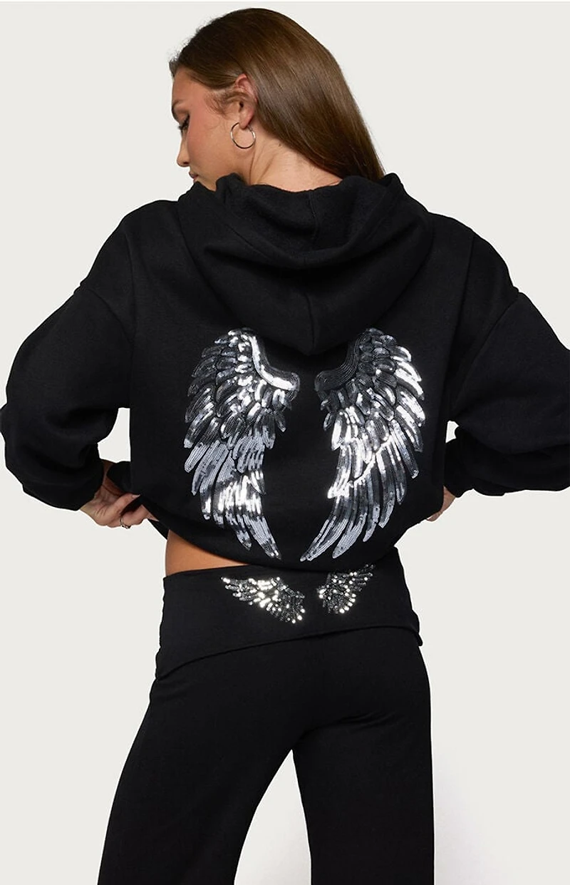 Edikted Angel Energy Sequin Hoodie