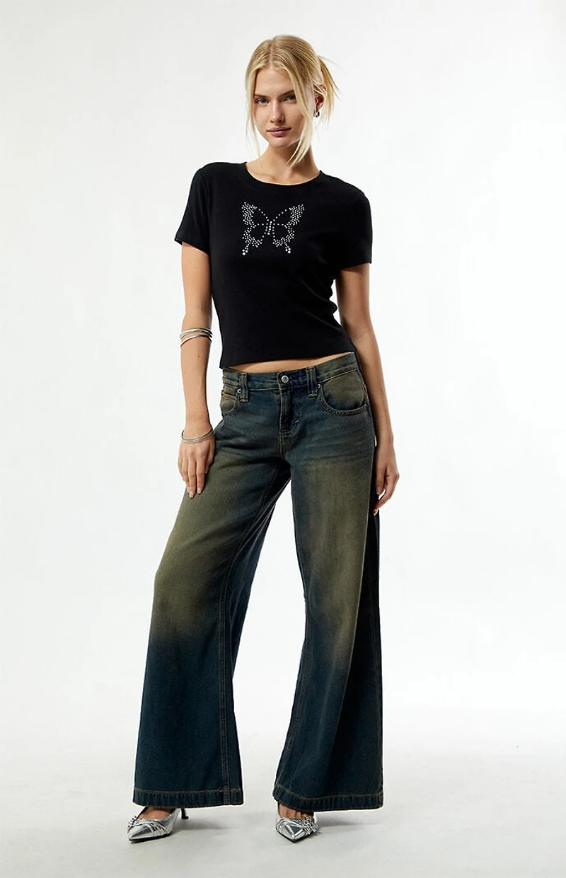 Third Charm Rhinestone Butterfly Skimmer T-Shirt