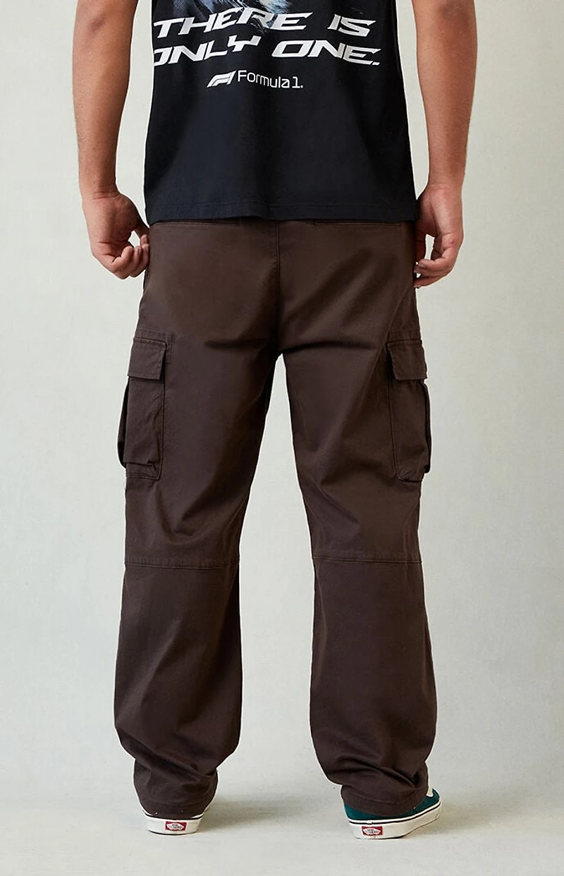 Pacsun Stretch Brody Brown Cotton Cargo Baggy Pants