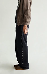 Pacsun Black Studded Fleece Extreme Baggy Sweatpants