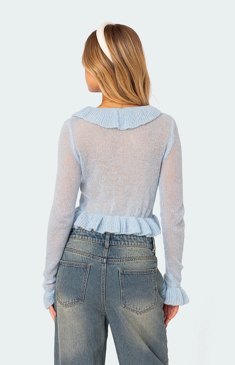 Edikted Ryleigh Ruffled Tie Front Cardigan