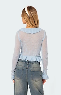 Edikted Ryleigh Ruffled Tie Front Cardigan