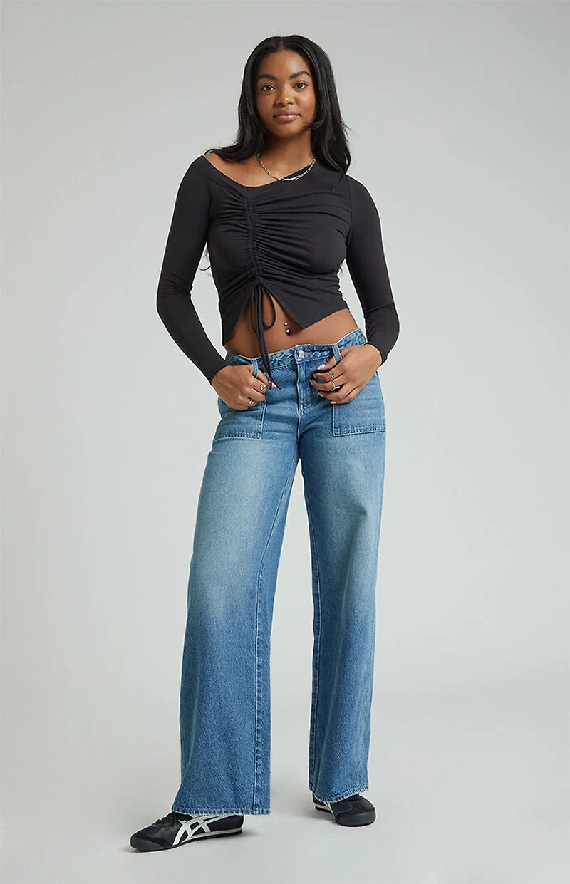 Pacsun Casey Low Rise Baggy Jeans Cargo Dark Indigo