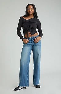 Pacsun Casey Low Rise Baggy Jeans Cargo Dark Indigo